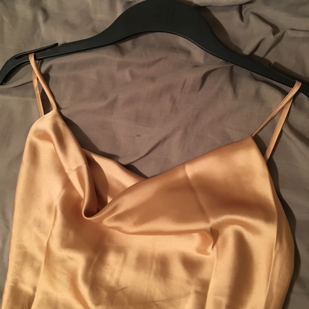 Champagne gold silk maxi dress